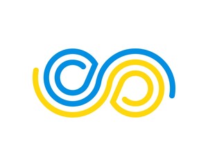 Abstract infinity with blue and yellow color