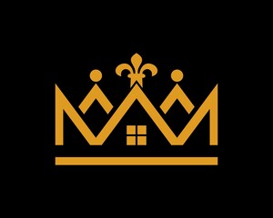 Golden crown with window house inside