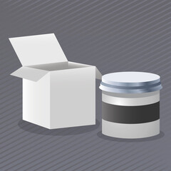 pot and boxes products branding isolated icons