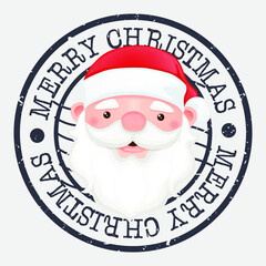 Merry Christmas Stamp Postal. Column Silhouette Seal. Passport Round Design. Vector Icon. Design Retro Travel.