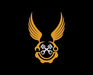 Gear with piston and wing