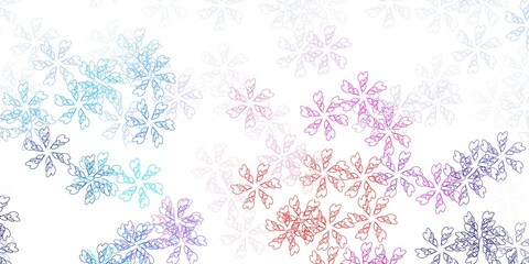 Light blue, red vector abstract backdrop with leaves.