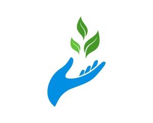 Safe the green leaf with blue hands