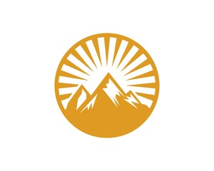 Mountain with sunbeam inside the circle