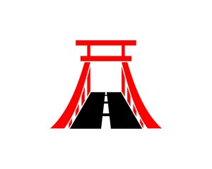 Red bridge road building illustrations