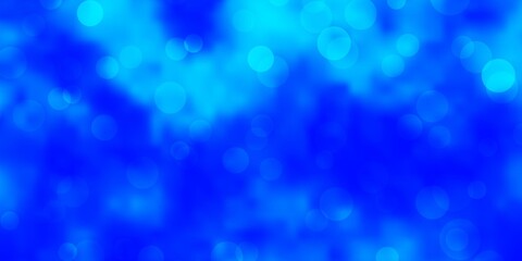 Light BLUE vector backdrop with circles. Glitter abstract illustration with colorful drops. Pattern for business ads.