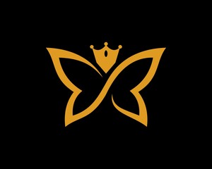 Abstract gold butterfly and crown