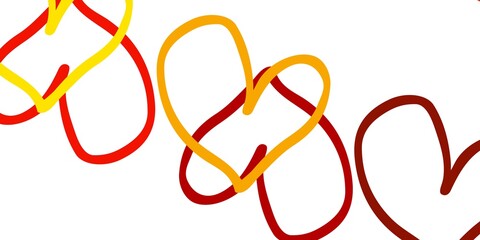 Light Yellow vector template with doodle hearts.