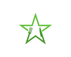 Obraz premium Green star outline with spoon and fork