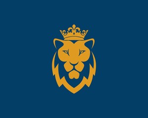 Gold luxury lion head with crown