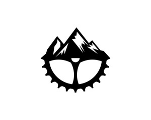 Black mountain and bicycle gear