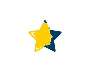 Yellow and blue star with human head