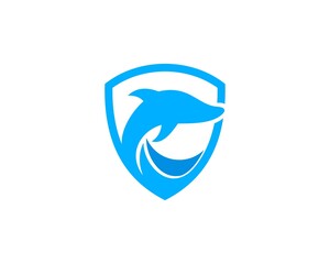 Shield with wave and jumping dolphin
