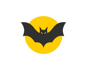 Black bat with moon behind