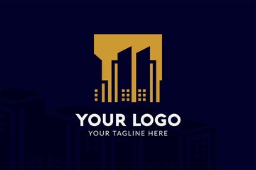 Isolated Square Construction Logo Template