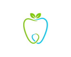 Tooth outline with nature leaf