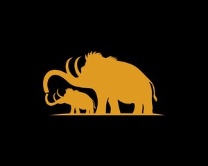 Gold mammoth mother and child