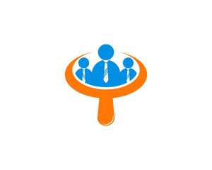 Magnifying glass with people worker inside