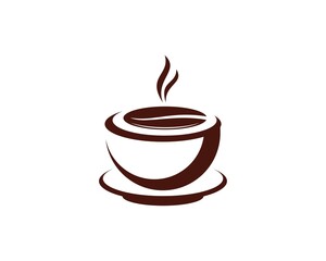 Abstract coffee cup and coffee beans