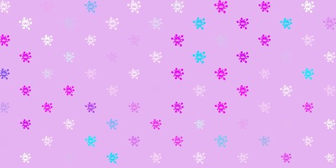 Light pink, blue vector backdrop with virus symbols.