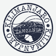 Kilimanjaro Skyline Mountain. Silhouette Design Vector Art. Africa Famous Nature Symbols.