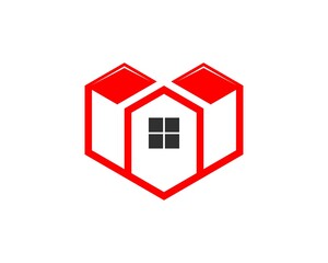 Abstract love line with a house in the middle