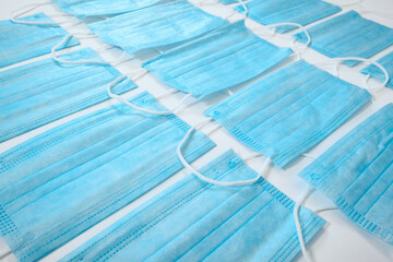 Obraz premium Several light blue ear loop masks