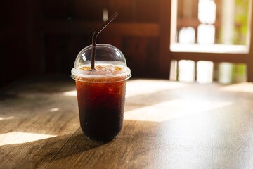 glass of black coffee with ice