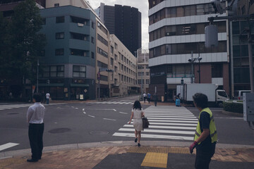 Obraz premium Pedestrian crossing, city of Tokyo Japan.
