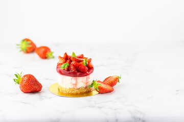 Cheesecake with fresh strawberries fruits.