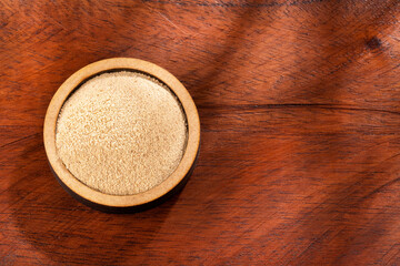 Organic maca powder - Lepidium meyenii. Text space