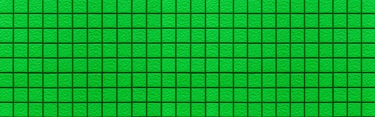 Panorama of green mosaic tile pattern and seamless background