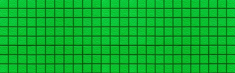 Panorama of green mosaic tile pattern and seamless background
