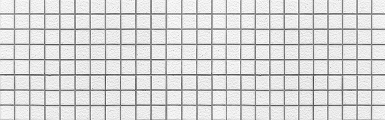 Panorama of white mosaic tile pattern and seamless background