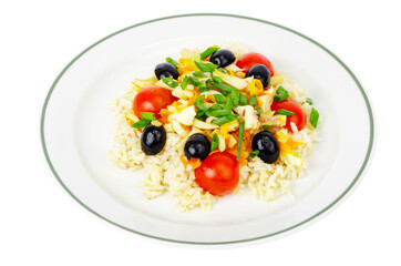 Seafood Dishes. Brown rice with squid and vegetables