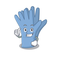 Medical gloves cartoon character design showing OK finger