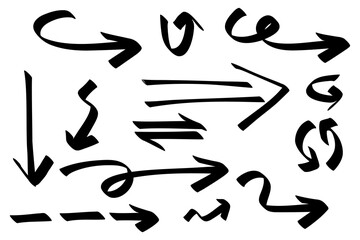 Hand drawn next arrows doodle direction mark. Handmade sketch symbols set on a white background. vector illustration graphic design elements