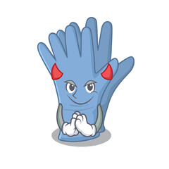 Medical gloves clothed as devil cartoon character design concept