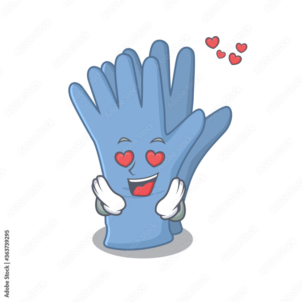 Canvas Prints Romantic medical gloves cartoon character has a falling in love eyes