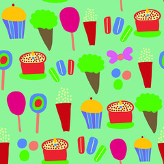 Vector  birthday party seamless pattern design. Perfect for decorative projects and fabrics.