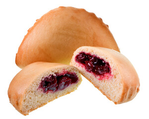Sweet bun with berry filling isolated