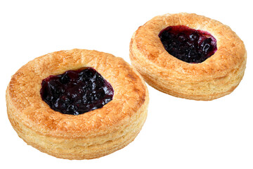 Sweet bun with berry filling isolated