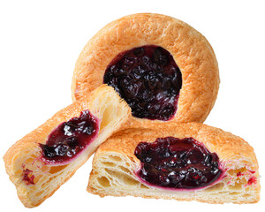 Sweet bun with berry filling isolated