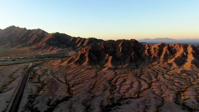 Rocky Landscape, Road and Desert Ground Outside Yuma Mountain Range