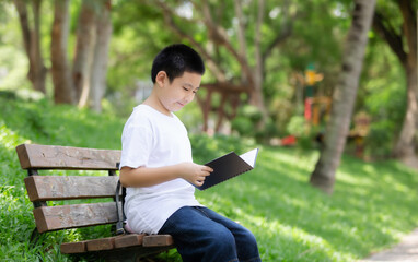 boy Read a book in the park