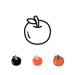 Ripe and fresh orange or citrus fruit silhouette flat line color for food apps and website. Round Organic Fruit, vegan, vegetarian icon. Vector illustration. Design on white background. EPS10 