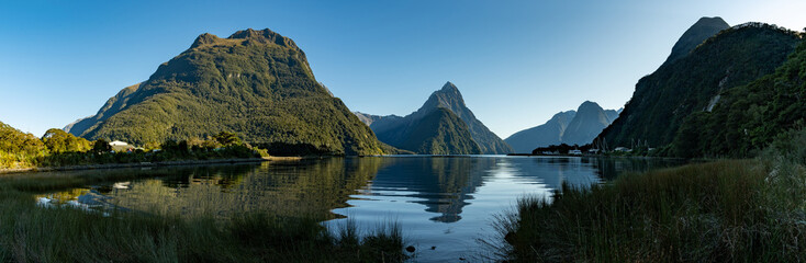 Fototapeta premium Milford Sound in Fiordland National Park in south island,New Zealand during sunset.