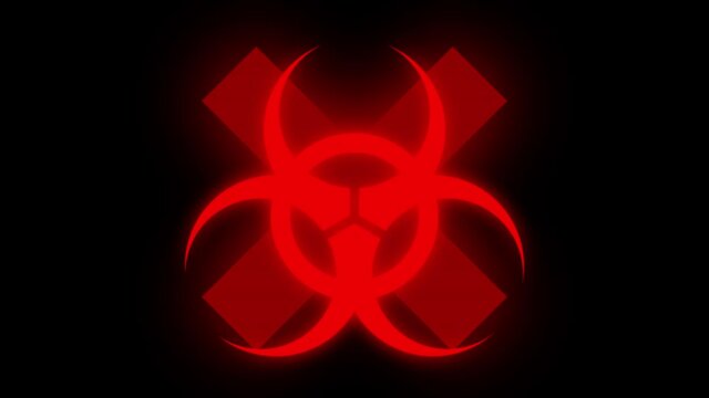 Red virus symbol on cross with interferences