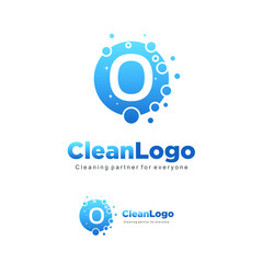 letter O clean wash water bubbles symbol logo vector