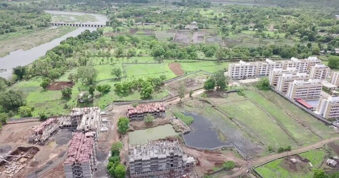 Aerial view of rural area in Neral, Maharashtra